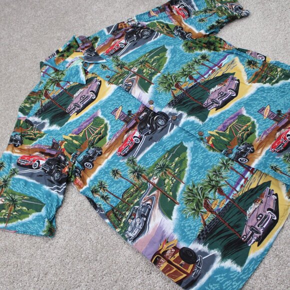 Reyn Spooner Hawaiian Shirt Mens XL Spooners Car 100% Rayon S/S Button Up - Picture 8 of 13